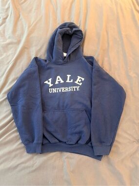 Gildan Navy Blue Crewneck Sweatshirt with White Collegiate Print
